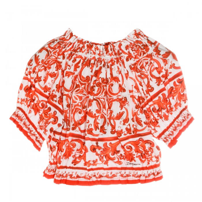 WHITE AND ORANGE COTTON...