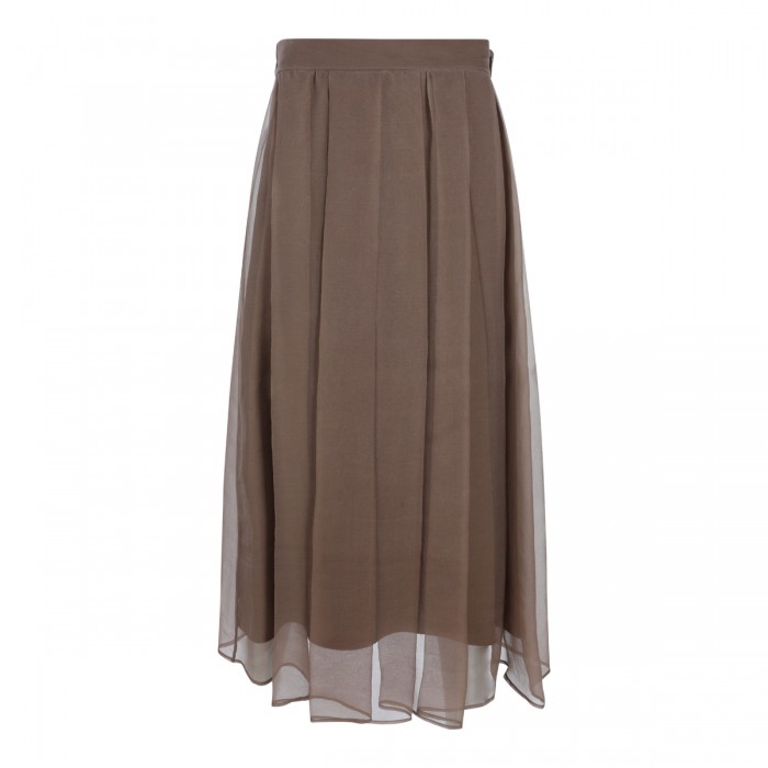 BROWN SILK SKIRT