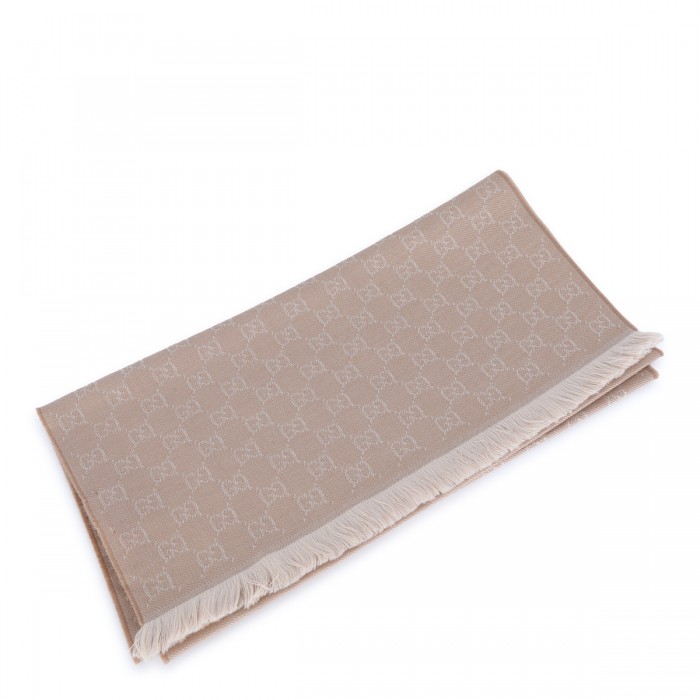 BEIGE AND IVORY WOOL SCARF