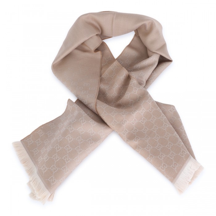 BEIGE AND IVORY WOOL SCARF 2