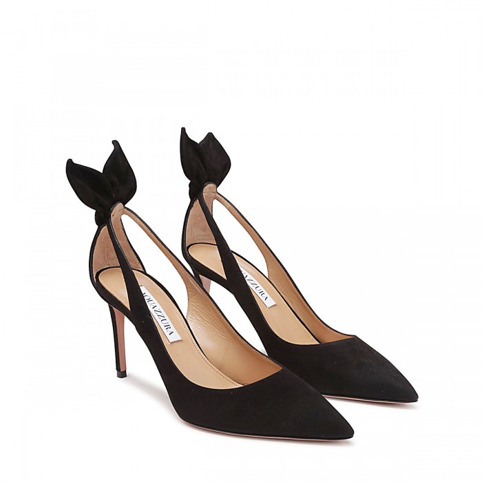 BLACK SUEDE BOW TIE PUMPS 2