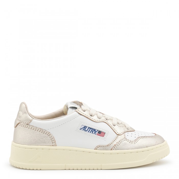 WHITE AND GOLD LEATHER...