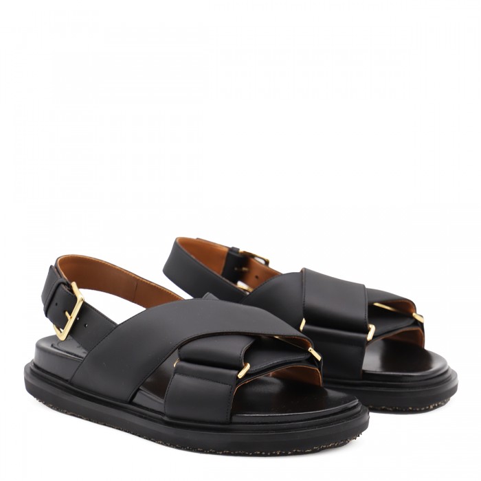 BLACK LEATHER FUSSBETT SANDALS 2