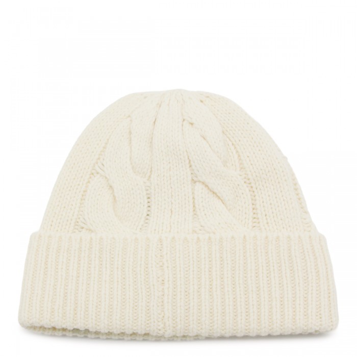 CREAM WOOL BLEND BEAR HAT 2