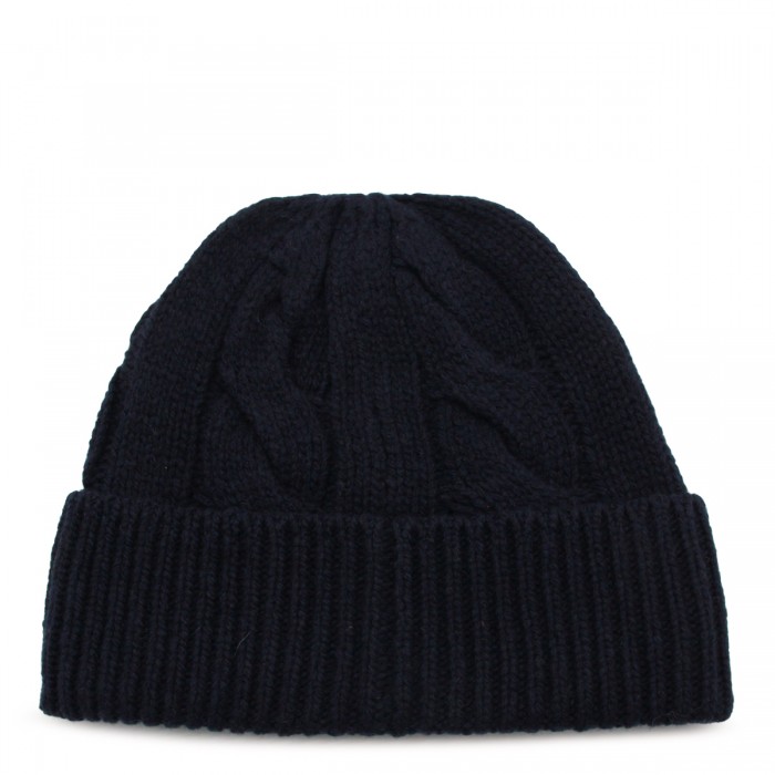 NAVY WWOOL BLEND BEAR HAT 2