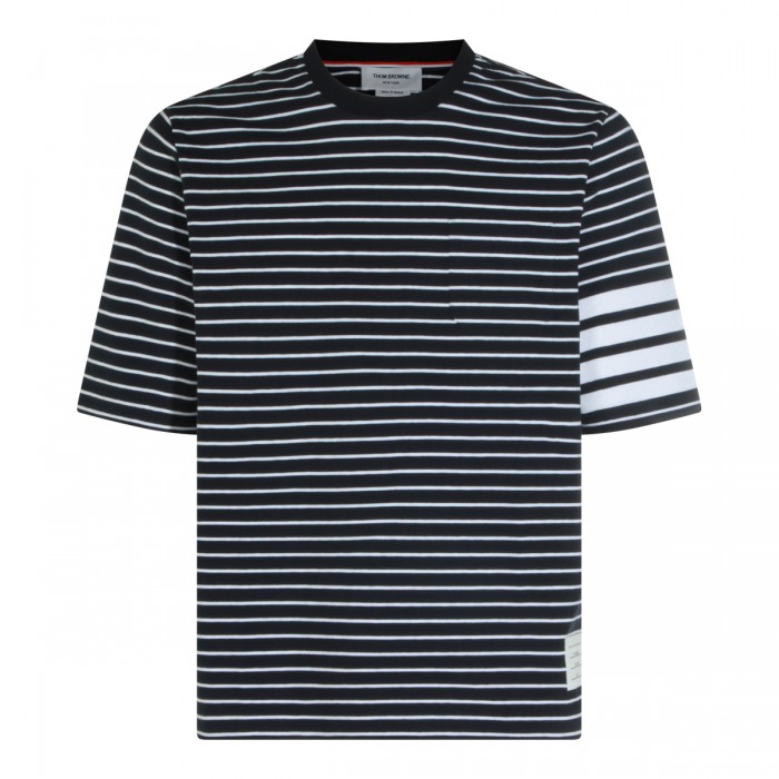 NAVY AND WHITE COTTON T-SHIRT