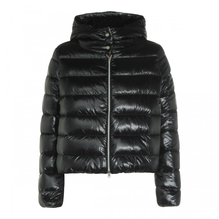 BLACK PUFFED VYNIL DOWN JACKET