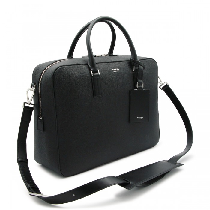 BLACK LEATHER TOP HANDLE BAG 2
