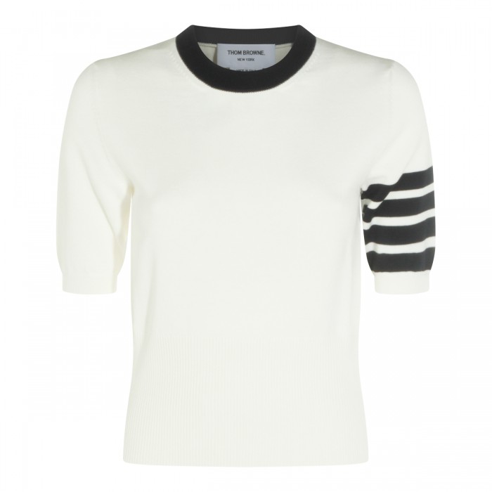 WHITE  COTTON 4BAR KNITWEAR
