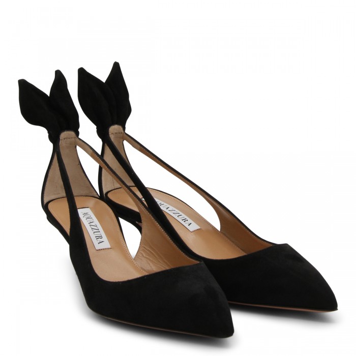 BLACK SUEDE BOW TIE PUMPS 2