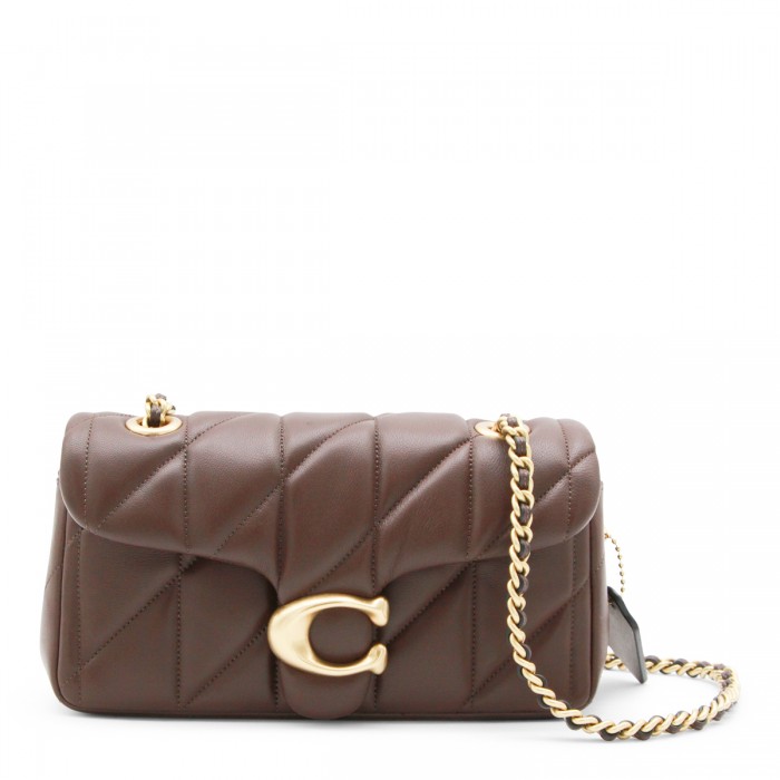 BROWN LEATHER QUILTED TABBY...