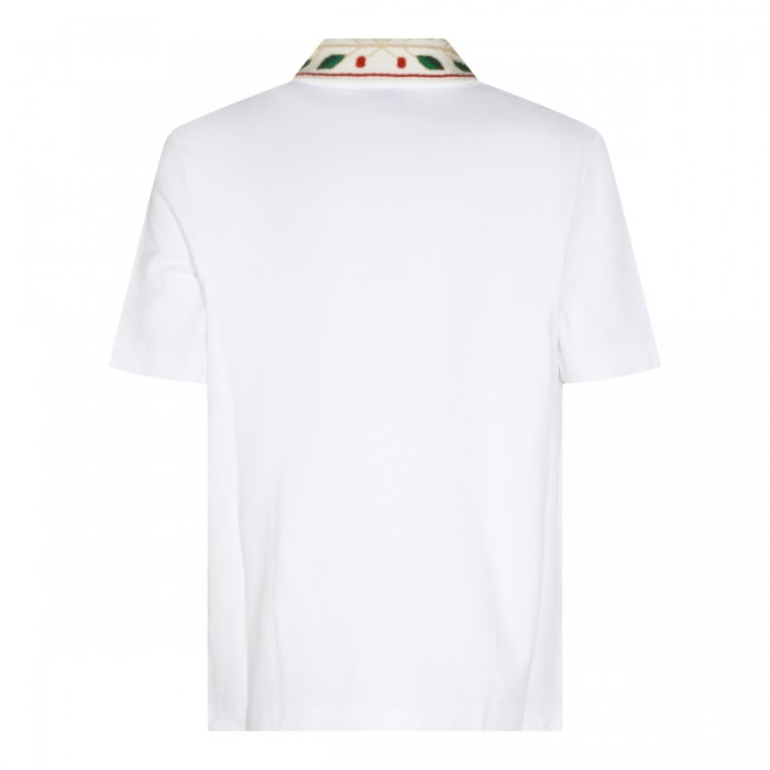 WHITE COTTON LAUREL POLO SHIRT 2