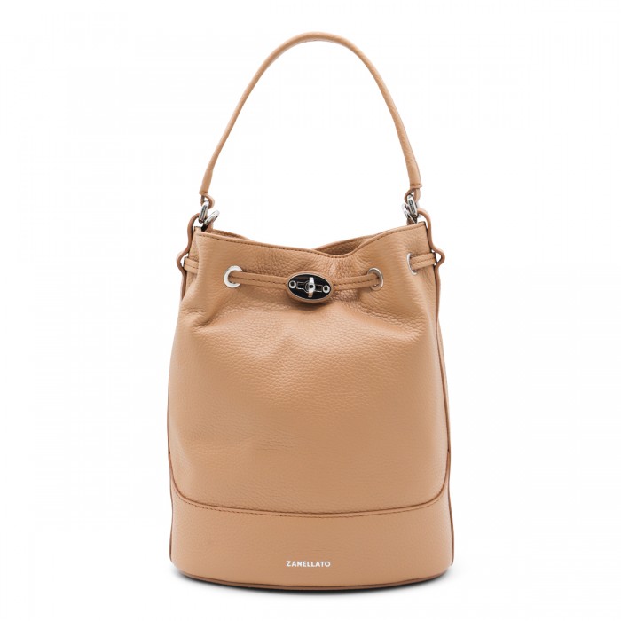 BEIGE LEATHER MONDA SATCHEL