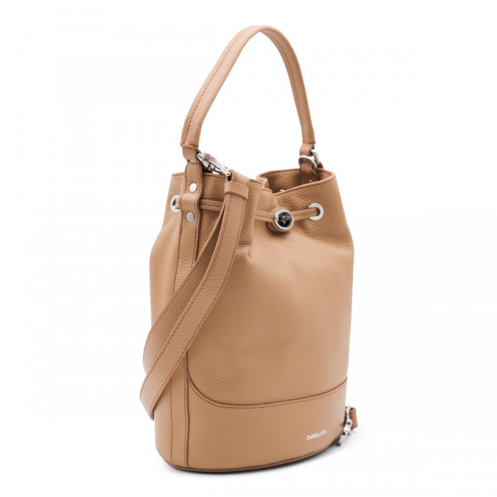 BEIGE LEATHER MONDA SATCHEL 2