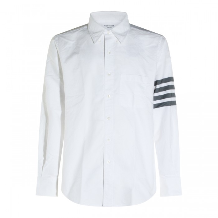 WHITE COTTON 4BAR SHIRT