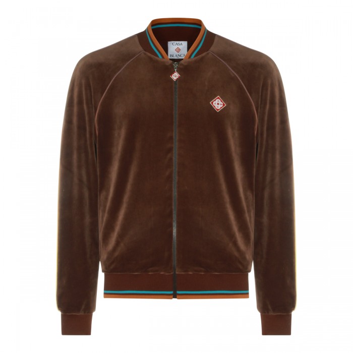 BROWN VELOUR TRACK SWEATSHIRT