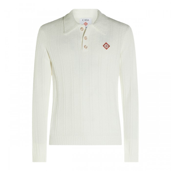 WHITE COTTON BLEND POLO...