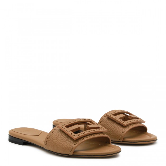 CAMEL LEATHER FF FLATS 2