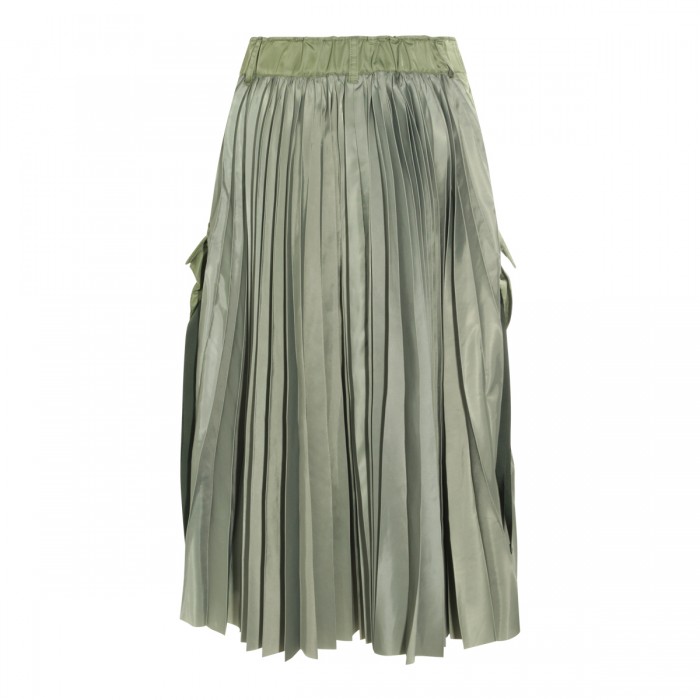 KHAKI NYLON TWILL LONG SKIRT 2