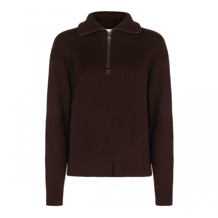 BURNT RED WOOL TRUCKER SWEATER