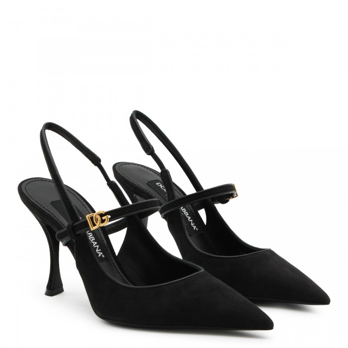 BLACK LEATHER SLINGBACK PUMPS 2