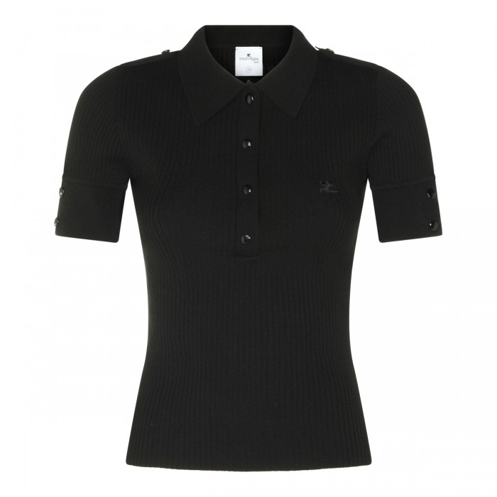 BLACK STRETCH POLO SHIRT