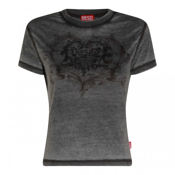 BLACK COTTON BURNOUT T-SHIRT
