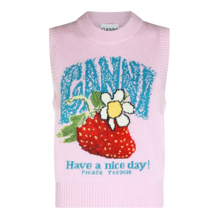 CHALK PINK WOOL VEST KNITWEAR