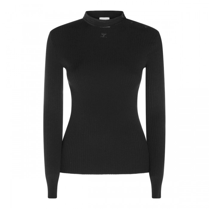 BLACK CONTRASTED VINYL RIB...