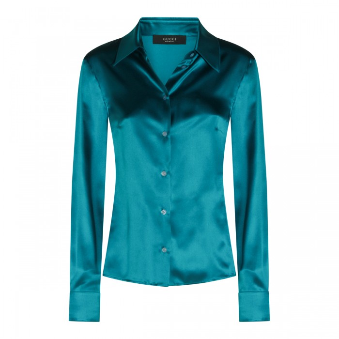 TURQUOISE SILK SHIRT