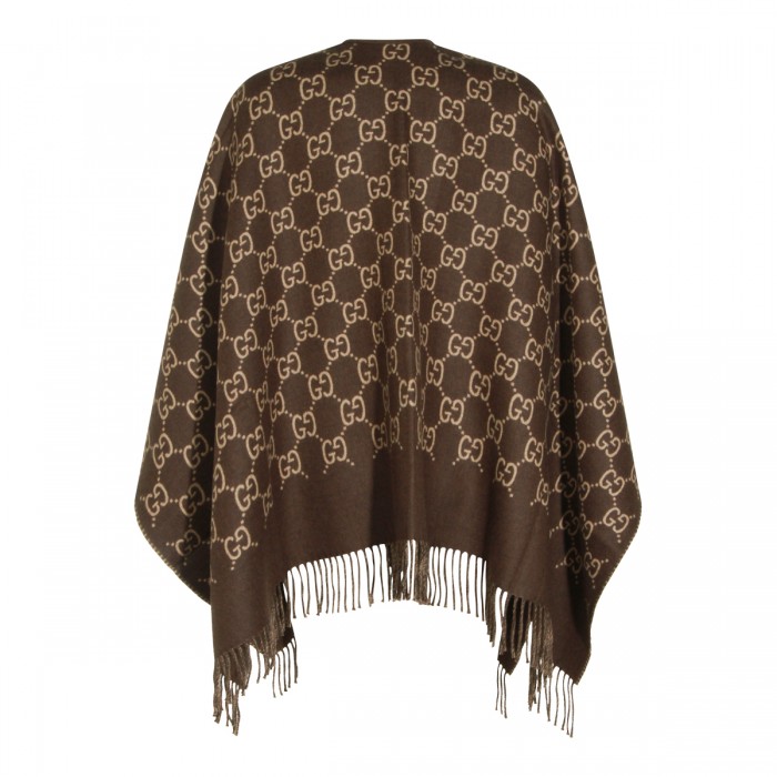 BROWN WOOL GG CAPE 2