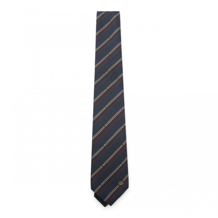 NAVY SILK STRIPED TIE