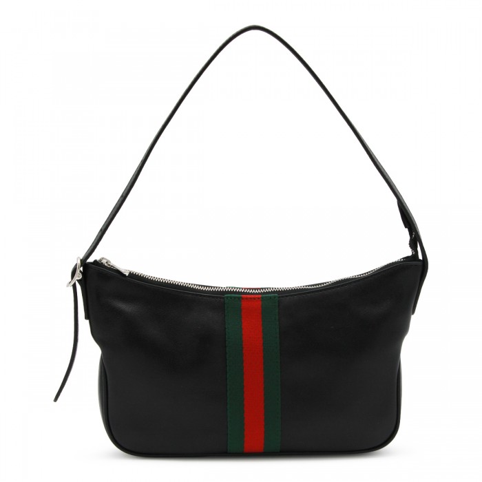 BLACK LEATHER SHOULDER BAG
