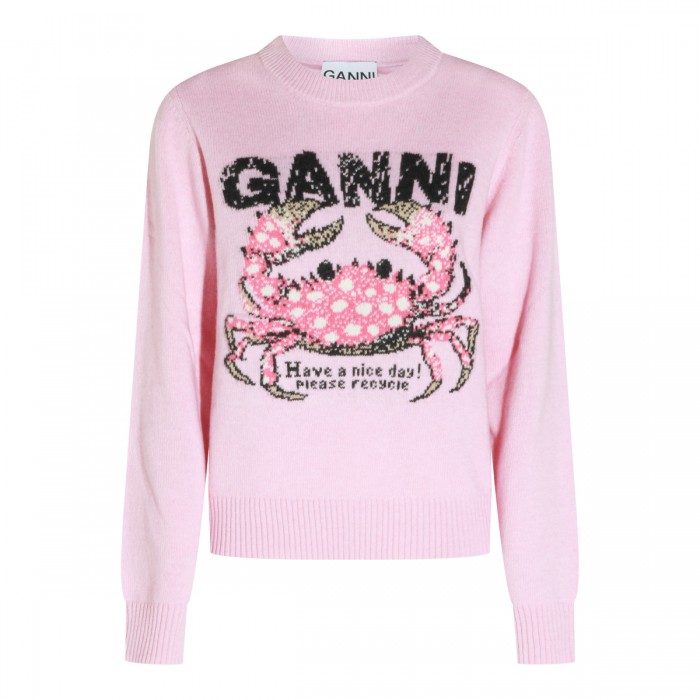 CHALK PINK WOOL BLEND SWEATER