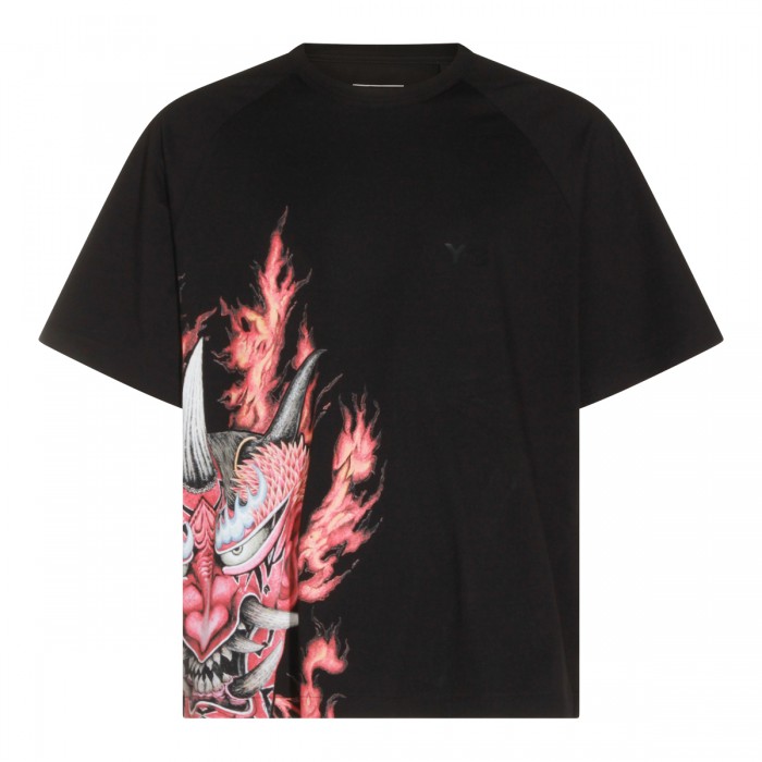 BLACK COTTON PRINTED T-SHIRT
