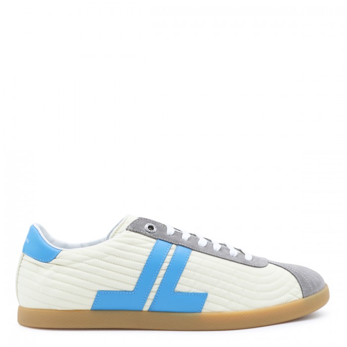 ECRU AND LIGHT BLUE LEATHER...