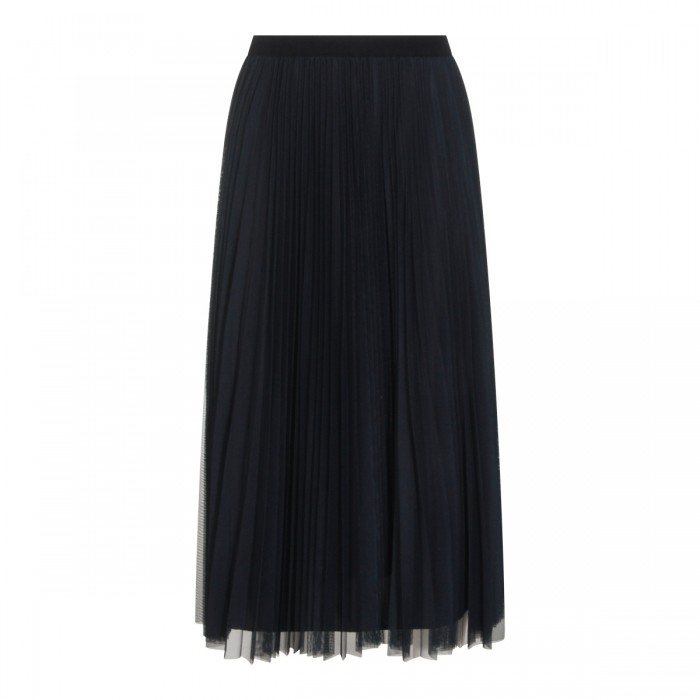 DARK BLUE LONG PLEATED SKIRT