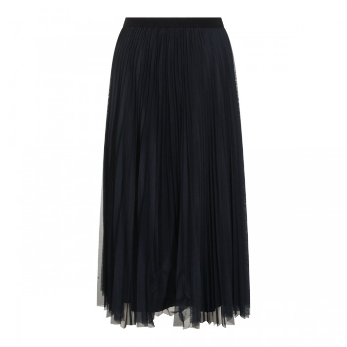 DARK BLUE LONG PLEATED SKIRT 2