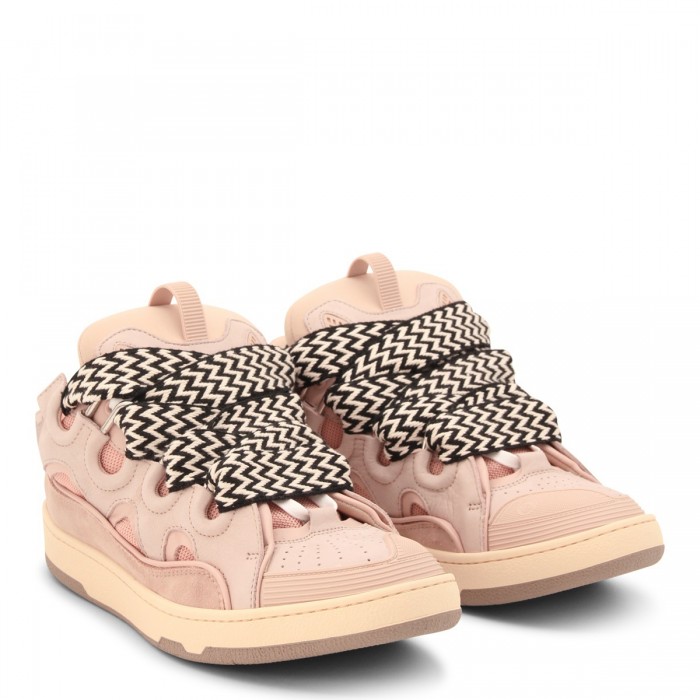 PALE PINK SUEDE CURB SNEAKERS 2