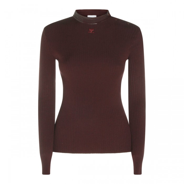 BURGUNDY VINYL POLO SWEATER