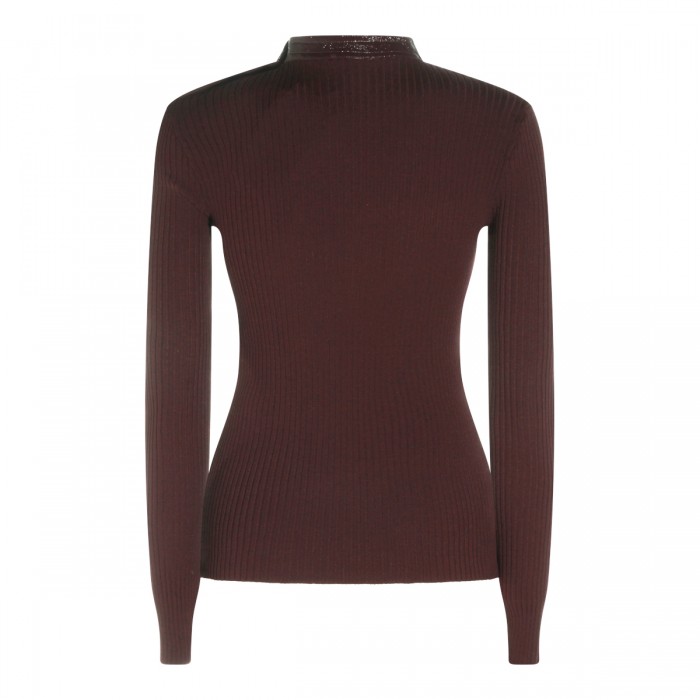 BURGUNDY VINYL POLO SWEATER 2