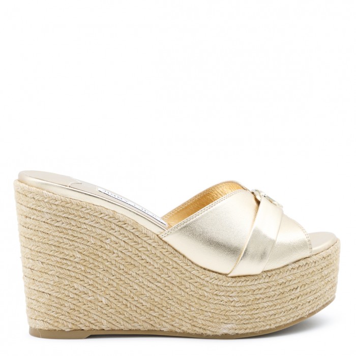 GOLD LEATHER LEDA WEDGES