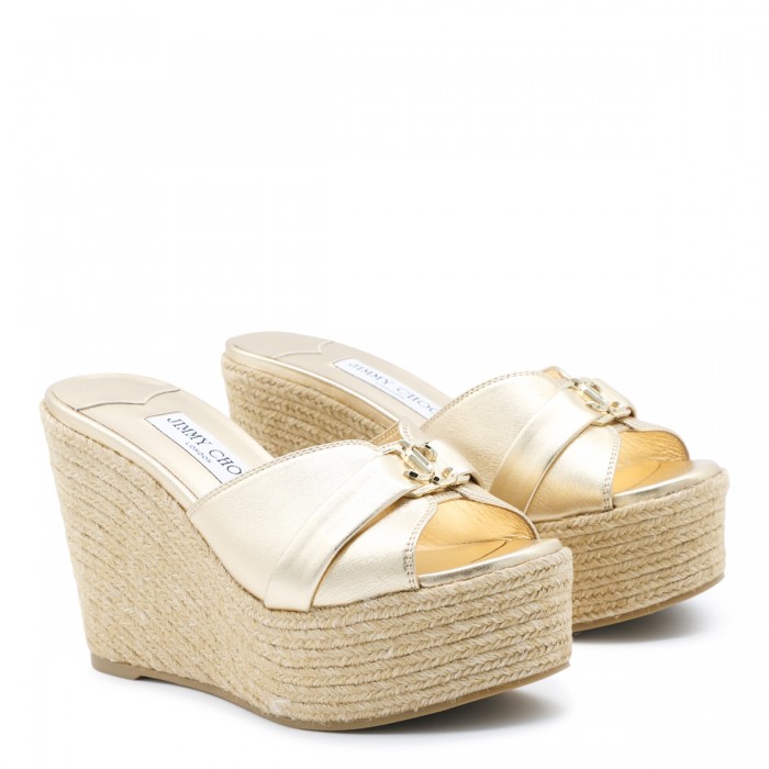 GOLD LEATHER LEDA WEDGES 2