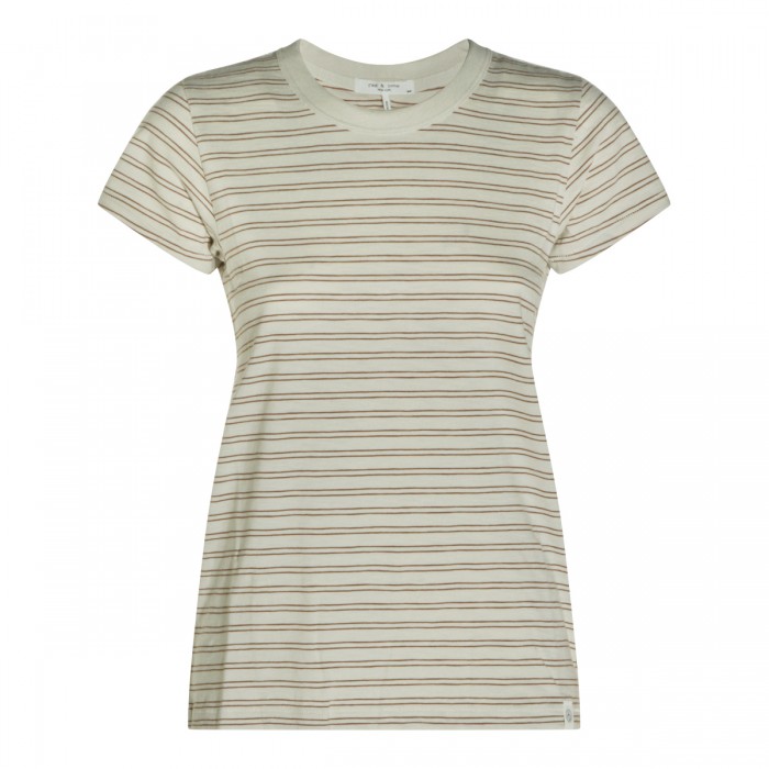 WHITE COTTON STRIPED T-SHIRT