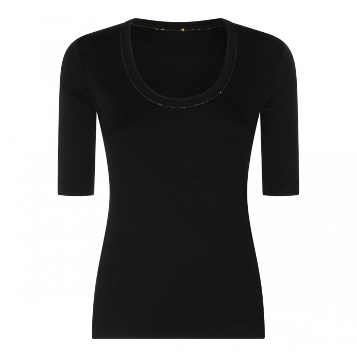 BLACK COTTON STRETCH T-SHIRT