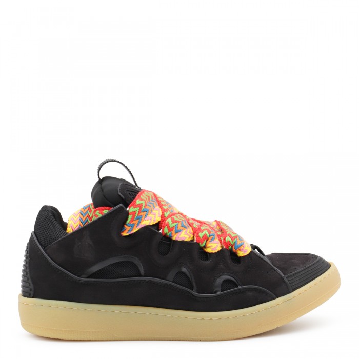 BLACK SUEDE CURB SNEAKERS