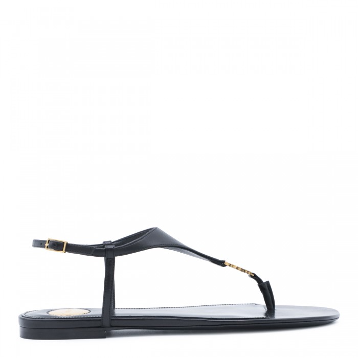 BLACK LEATHER CASSANDRA FLATS