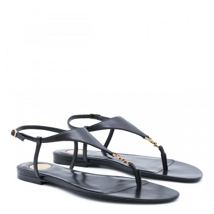 BLACK LEATHER CASSANDRA FLATS 2