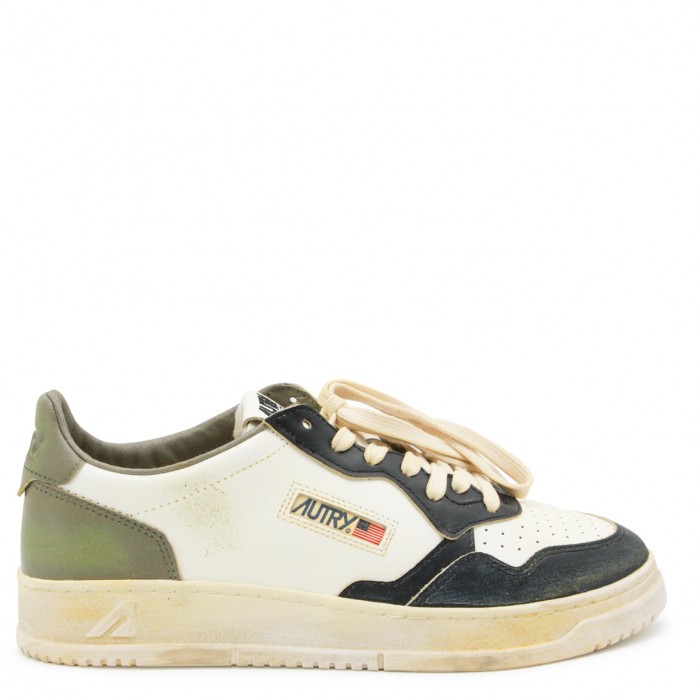 WHITE AND GREEN LEATHER...