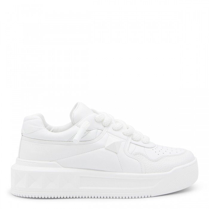 WHITE LEATHER ONE STUD XL...